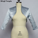 New Gold Satin Wedding Bolero Tippet Shrug Bridal Jacket Stole Wrap 3/4 Sleeve