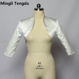 New Gold Satin Wedding Bolero Tippet Shrug Bridal Jacket Stole Wrap 3/4 Sleeve