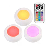 RGB 12 Colors LED Under Cabinet Light Dimmable Touch Sensor LED Puck Lights For Cupboard Close Wardrobe Stair Hallway Night Lamp