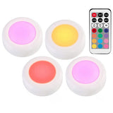 RGB 12 Colors LED Under Cabinet Light Dimmable Touch Sensor LED Puck Lights For Cupboard Close Wardrobe Stair Hallway Night Lamp