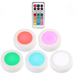 RGB 12 Colors LED Under Cabinet Light Dimmable Touch Sensor LED Puck Lights For Cupboard Close Wardrobe Stair Hallway Night Lamp