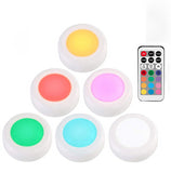 RGB 12 Colors LED Under Cabinet Light Dimmable Touch Sensor LED Puck Lights For Cupboard Close Wardrobe Stair Hallway Night Lamp
