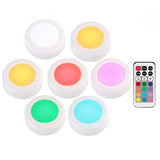 RGB 12 Colors LED Under Cabinet Light Dimmable Touch Sensor LED Puck Lights For Cupboard Close Wardrobe Stair Hallway Night Lamp