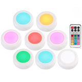 RGB 12 Colors LED Under Cabinet Light Dimmable Touch Sensor LED Puck Lights For Cupboard Close Wardrobe Stair Hallway Night Lamp