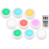 RGB 12 Colors LED Under Cabinet Light Dimmable Touch Sensor LED Puck Lights For Cupboard Close Wardrobe Stair Hallway Night Lamp