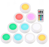 RGB 12 Colors LED Under Cabinet Light Dimmable Touch Sensor LED Puck Lights For Cupboard Close Wardrobe Stair Hallway Night Lamp