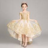 Romantic Flower Girl Wedding Bridesmaid Dress 2019 New Bead Decoration Long Lace Dress Flower Girl Party Dress