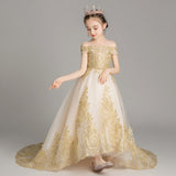 Romantic Flower Girl Wedding Bridesmaid Dress 2019 New Bead Decoration Long Lace Dress Flower Girl Party Dress