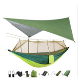 Portable Camping Hammock with Mosquito Net and Rain Fly Tarp,Hammock Canopy Nylon Hammocks Double Hammock Hiking Patio Furniture