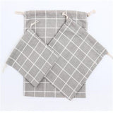 Cotton and Linen Lattice Beam Canvas Drawstring Bag Cosmetic Bag Travel Makeup Case Organizer Women Men Shoes Storage Pouch