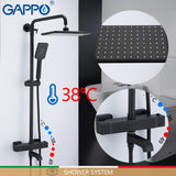 GAPPO  Black Bathroom Wall Mounted Faucet Shower set