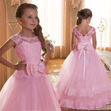 Flower lace Long tail evening girl dresses first communion princess dress