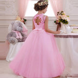 Flower lace Long tail evening girl dresses first communion princess dress
