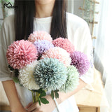 Meldel Bride Wedding Bouquet Artificial Pompom Dandelion Silk Flowers White Pink Flower Ball Wedding Home Decor Pompon Bouquet