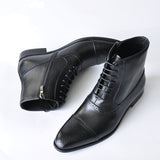 ZYYZYM Men's Leather Side Zipper Lace Up Boots