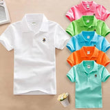 Summer New Boys girls and toddler Short Sleeve Polo Shirt 2-11 years Children Lapel Solid Color Clothes Kids Cotton School Uniform Polo Shirts Out