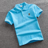 Summer New Boys girls and toddler Short Sleeve Polo Shirt 2-11 years Children Lapel Solid Color Clothes Kids Cotton School Uniform Polo Shirts Out
