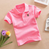 Summer New Boys girls and toddler Short Sleeve Polo Shirt 2-11 years Children Lapel Solid Color Clothes Kids Cotton School Uniform Polo Shirts Out