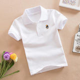 Summer New Boys girls and toddler Short Sleeve Polo Shirt 2-11 years Children Lapel Solid Color Clothes Kids Cotton School Uniform Polo Shirts Out