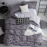 Liv-Esthete Fashion Classic Black Grid Bedding Set Double Queen King Bed Linen Soft Duvet Cover Pillowcase Flat Sheet For Adult