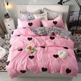 Black heart Style Bedding Set bed linen Single Double Bed Christmas Gift Sheet Pillowcase Duvet Cover Sets  high Quality