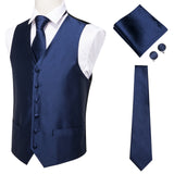 Hi-Tie Men Suit Vest Silk Waistcoat Slim Paisley Tie Cufflinks Handkerchief Formal  Vest Gold/Red/Black for Tuxedo Business