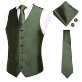 Hi-Tie Men Suit Vest Silk Waistcoat Slim Paisley Tie Cufflinks Handkerchief Formal  Vest Gold/Red/Black for Tuxedo Business