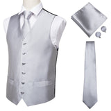Hi-Tie Men Suit Vest Silk Waistcoat Slim Paisley Tie Cufflinks Handkerchief Formal  Vest Gold/Red/Black for Tuxedo Business