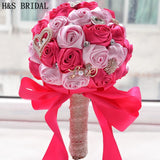 8 Colors Gorgeous Wedding Flowers Bridal Bouquets Artificial Wedding Bouquet Crystal Sparkle With Pearls