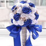 8 Colors Gorgeous Wedding Flowers Bridal Bouquets Artificial Wedding Bouquet Crystal Sparkle With Pearls
