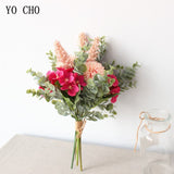 YO CHO Artificial Silk White and Purple Wedding Bouquet