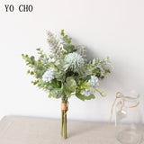YO CHO Artificial Silk White and Purple Wedding Bouquet