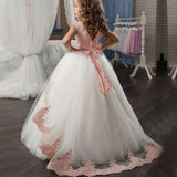 Little Flower Girl Dresses for Weddings Banquet Dress Girl Beaded Birthday First Communion Dresses Petals Long Sleeves Ball Gown