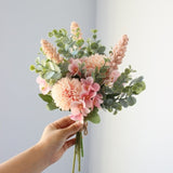 YO CHO Artificial Silk White and Purple Wedding Bouquet