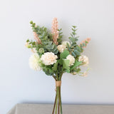 YO CHO Artificial Silk White and Purple Wedding Bouquet