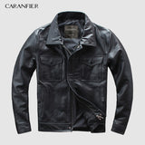 CARANFIER DHL Free Shipping Mens 100% Cowhide Genuine Leather Jacket  High quality old retro motorcycle leather jacket 3XL