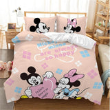 Hot Sale Disney Home Cute Mickey Mouse Bedding Set Cartoon Cotton Bed Linen for Children Boys Girl Gift Duvet Cover Flat Sheet