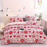 Classic Red Christmas Snowflake Bedding Set Unicorn Bed Linen Duvet Cover Flat Sheet Pillowcase Sets Queen King Twin Full Size