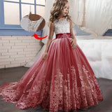 Romantic Lace Puffy Lace Bow Flower Girl Dress NEW For Weddings Tulle Ball Gown Flower Girl Party Communion Dress Pageant Gown