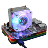 New 52Pi ICE-Tower Cooling Fan V2.0 Super heat dissipation 7 Colours Light 5-Layer Case for Raspberry Pi 4B / 3B / 3B+