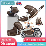 Free shipping  Hot Mom Luxury 4 in 1 Baby Stroller High Landscape Stroller CE standard with mom bag Newborn Pram Light Carriage