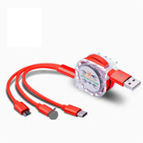 3in1 USB Type C Micro USB retractable Cable for iPhone Charger Cable 120cm Fast Charging For Android  Mobile Phone Cables