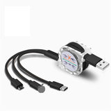 3in1 USB Type C Micro USB retractable Cable for iPhone Charger Cable 120cm Fast Charging For Android  Mobile Phone Cables