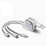 3in1 USB Type C Micro USB retractable Cable for iPhone Charger Cable 120cm Fast Charging For Android  Mobile Phone Cables