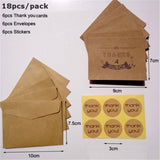 Vintage Brown Thank You Cards With Envelops Kraft Paper Cards Party Event Supplie 6 Thank You Cards 6 Envelopes 6 Stickers/LOT