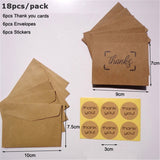 Vintage Brown Thank You Cards With Envelops Kraft Paper Cards Party Event Supplie 6 Thank You Cards 6 Envelopes 6 Stickers/LOT