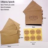 Vintage Brown Thank You Cards With Envelops Kraft Paper Cards Party Event Supplie 6 Thank You Cards 6 Envelopes 6 Stickers/LOT
