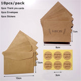 Vintage Brown Thank You Cards With Envelops Kraft Paper Cards Party Event Supplie 6 Thank You Cards 6 Envelopes 6 Stickers/LOT