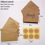 Vintage Brown Thank You Cards With Envelops Kraft Paper Cards Party Event Supplie 6 Thank You Cards 6 Envelopes 6 Stickers/LOT