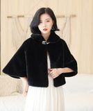 Wine Red Formal Party Evening Jackets Wraps Faux Fur cloaks Wedding